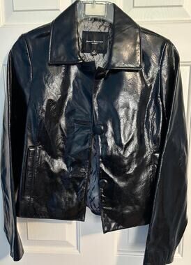 Behnaz Sarafpour Target 2006 Archival Patent Genuine Leather Lace Jacket Medium